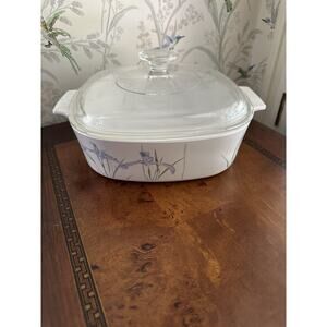 Corning Ware Casserole Dish A-2-B Shadow Iris 2 Liter with Pyrex Lid 4 lbs
